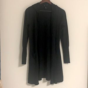 Black Long Sleeve Hooded Cardigan